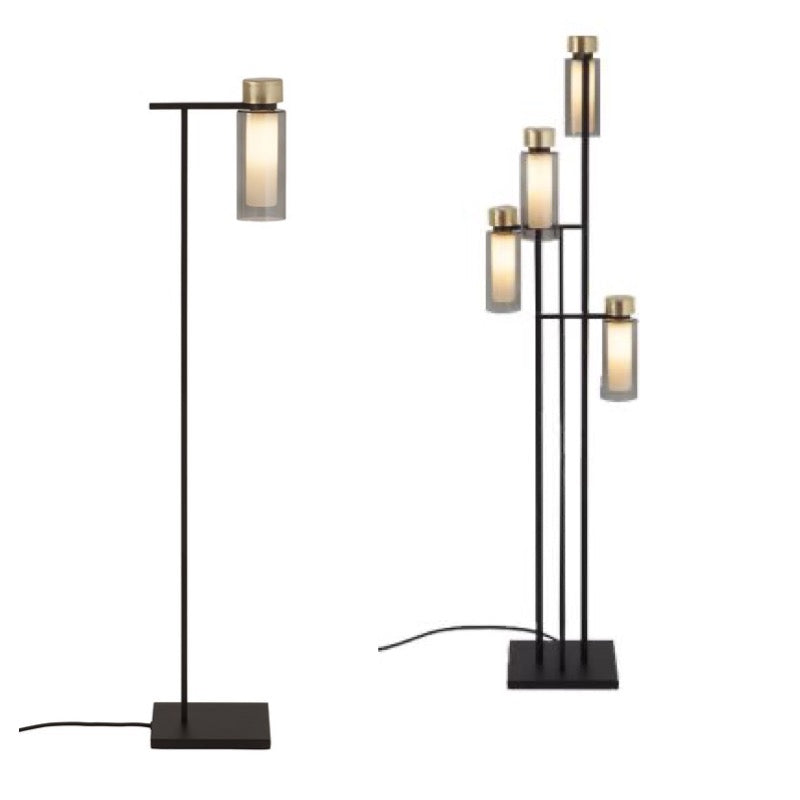 Our Saunders style lamps with brushed brass details and smoked double-wall cylindrical diffusers provides a fascinating and harmonious light diffusion.