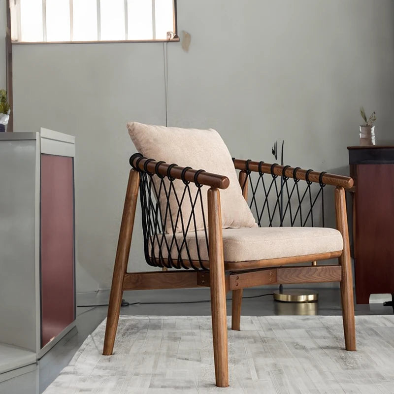 Accent chair with a woven twine design: A seat that satisfies in high comfort and simplistic beauty