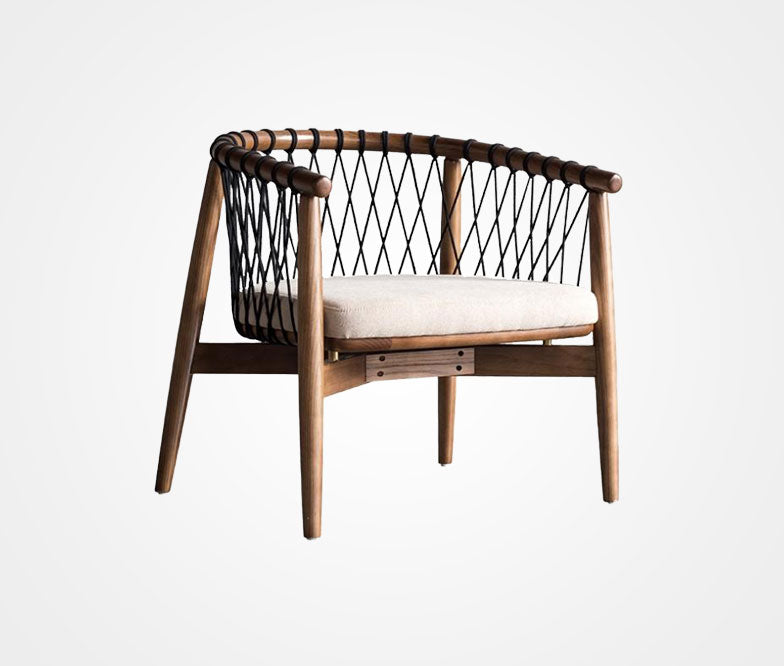 Accent chair with a woven twine design: A seat that satisfies in high comfort and simplistic beauty