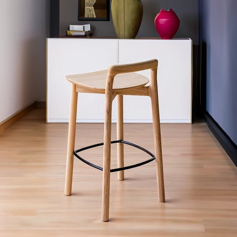 Wooden bar stool with backrest and footrest: Natural in craftsmanship and incredibly hip in design