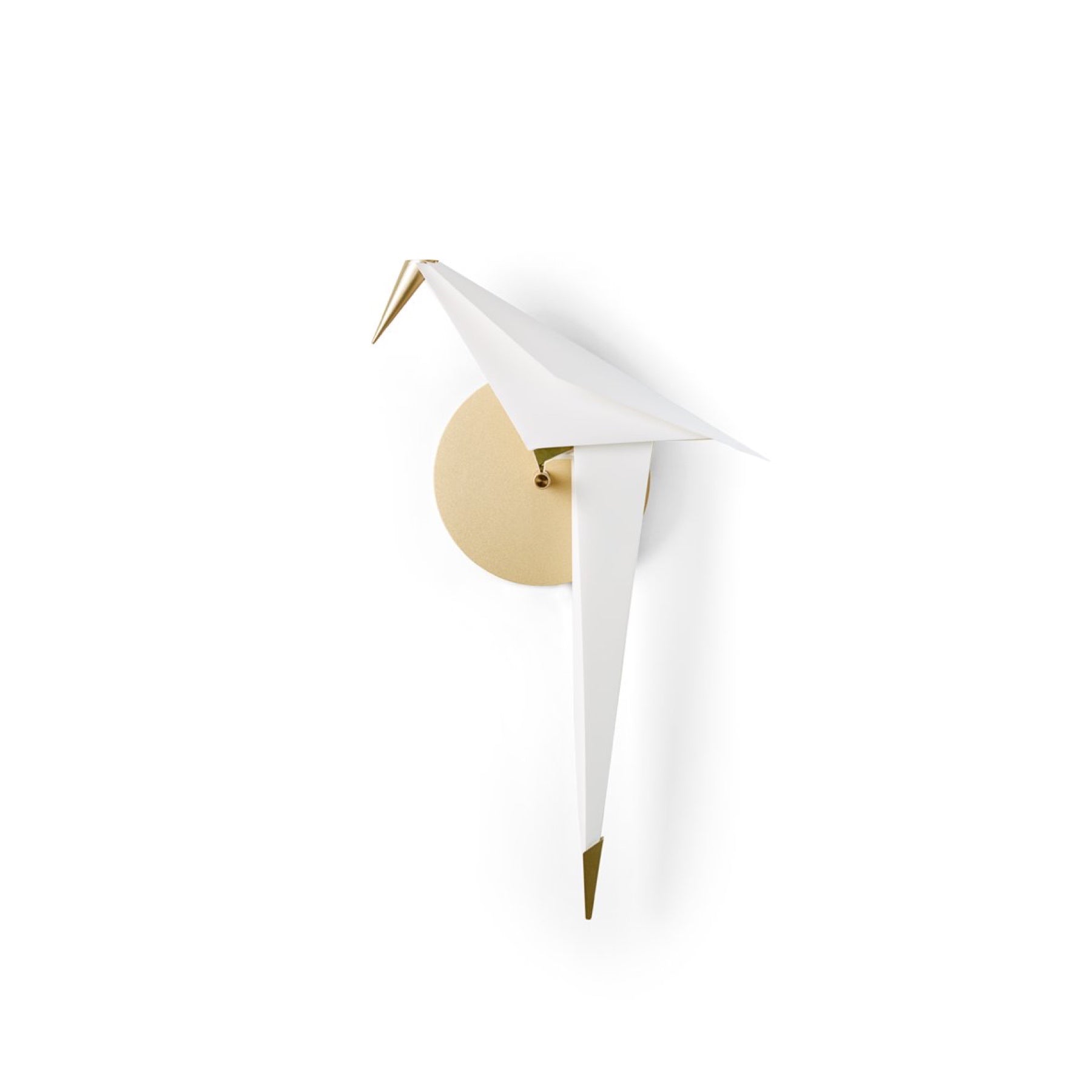 Perch is a unique lamp composed of folded paper with brass trimmings.