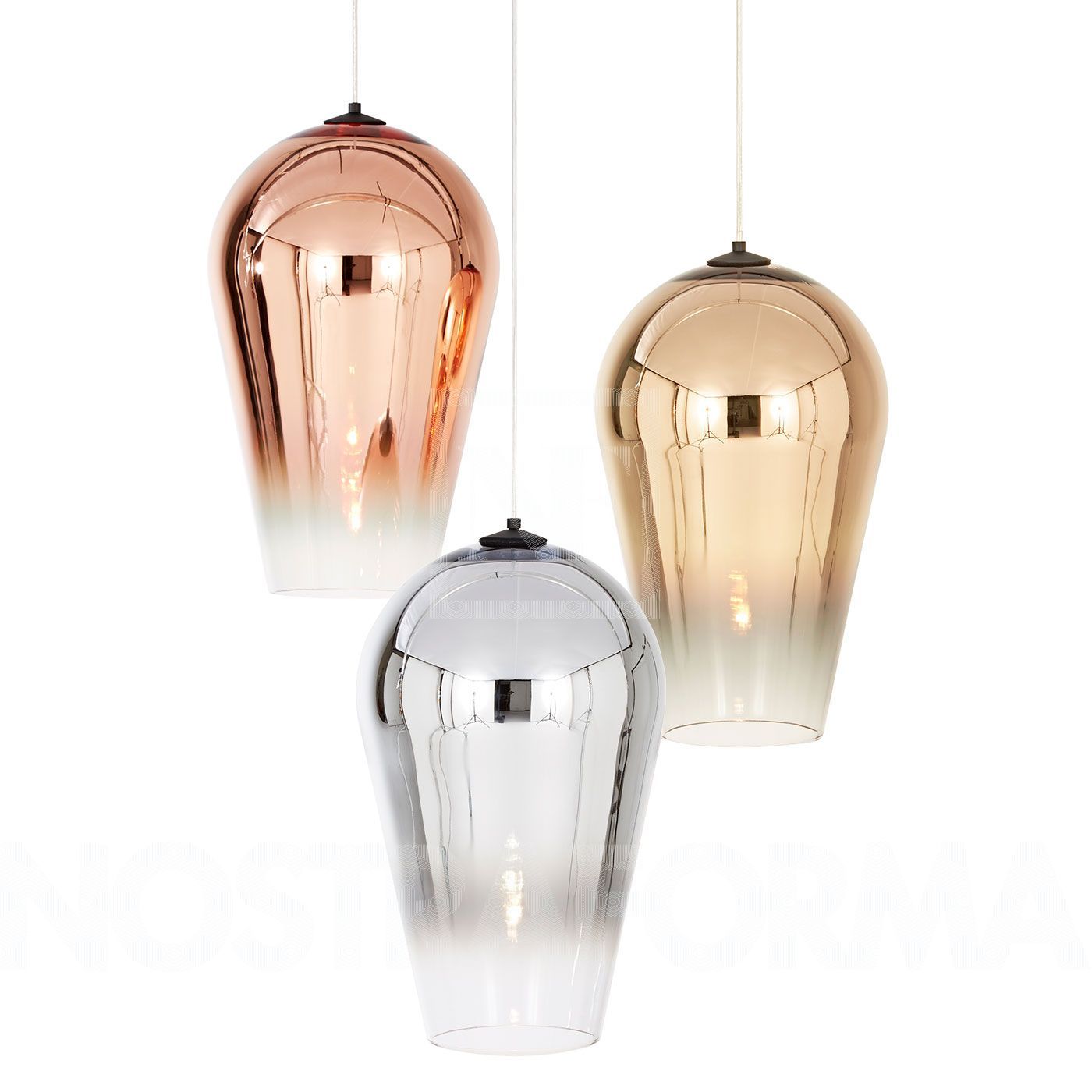 Travis Pendant Lamp boasts soft forms and bold metallized finishes, intriguing and captivating at first sight.