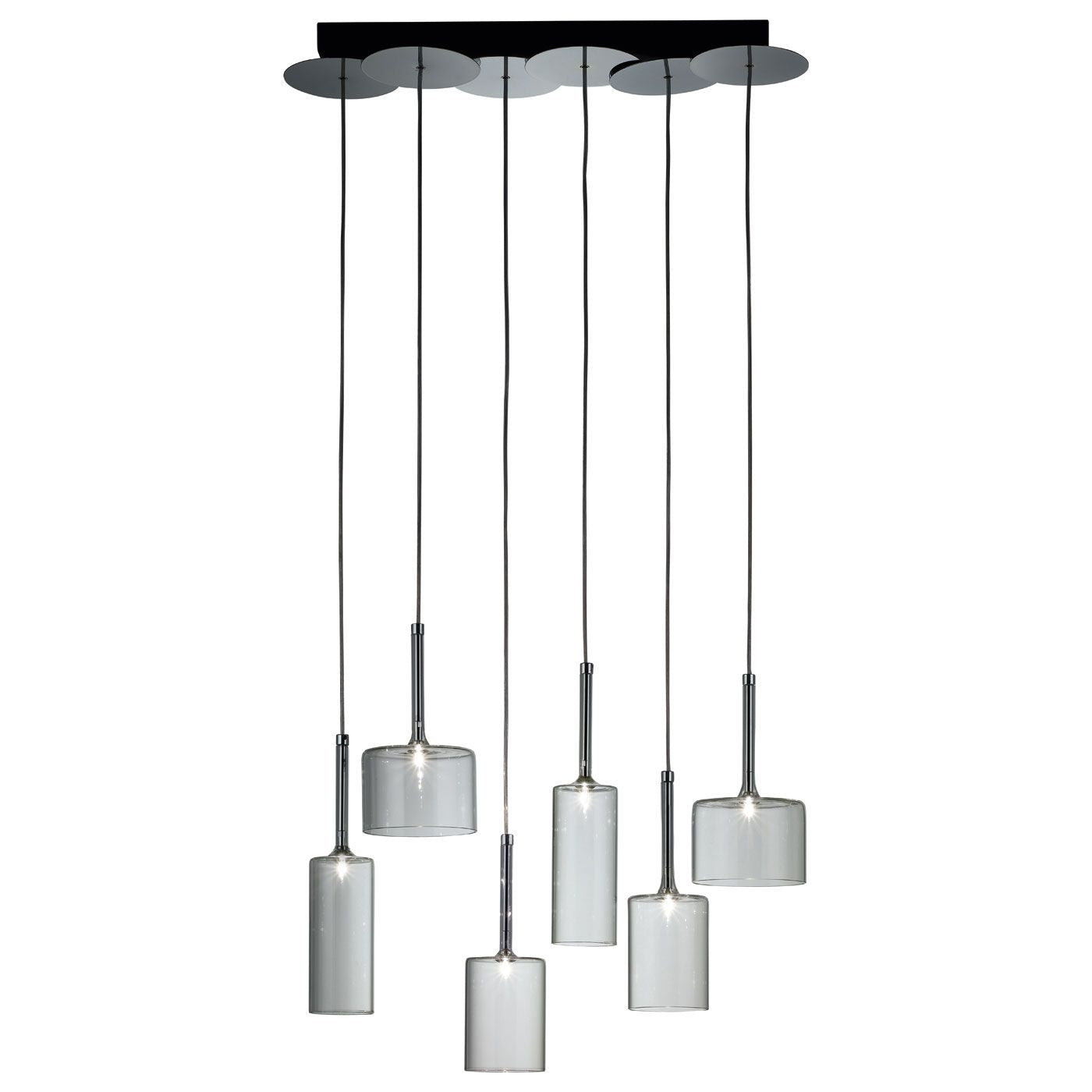 The Cox pendant lamps is made of glass in the shape of bottles.