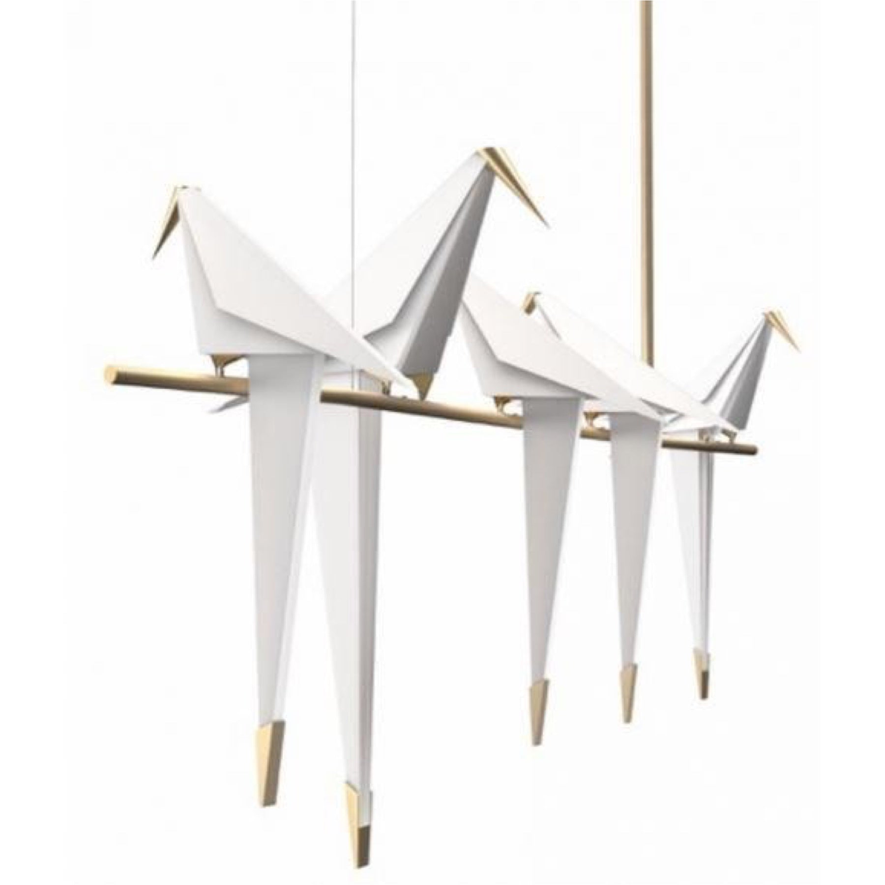 Perch is a unique lamp composed of folded paper with brass trimmings.